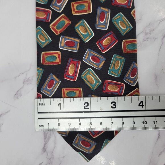 Paolo Gucci Vintage Silk Geometric Patterned Silk Tie Men's Necktie - Picture 6 of 6